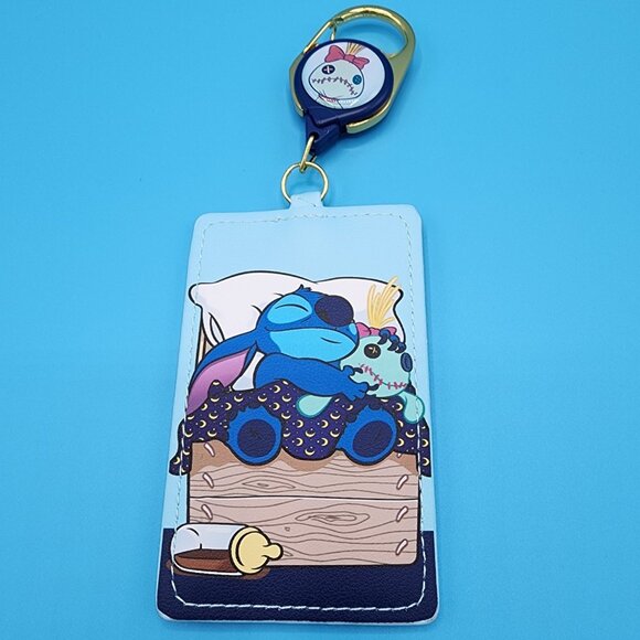 Loungefly Disney Lilo and Stitch Scrump Bedtime Retractable Lanyard ID Holder - Picture 5 of 10